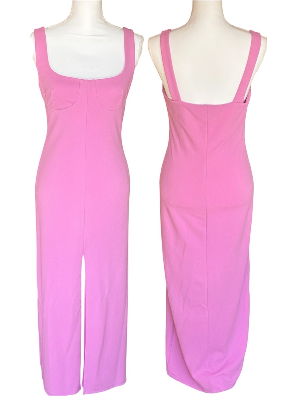 Wayf Bubblegum Pink Sleeveless Fitted Double Lined Midi Dress Sz. Small
